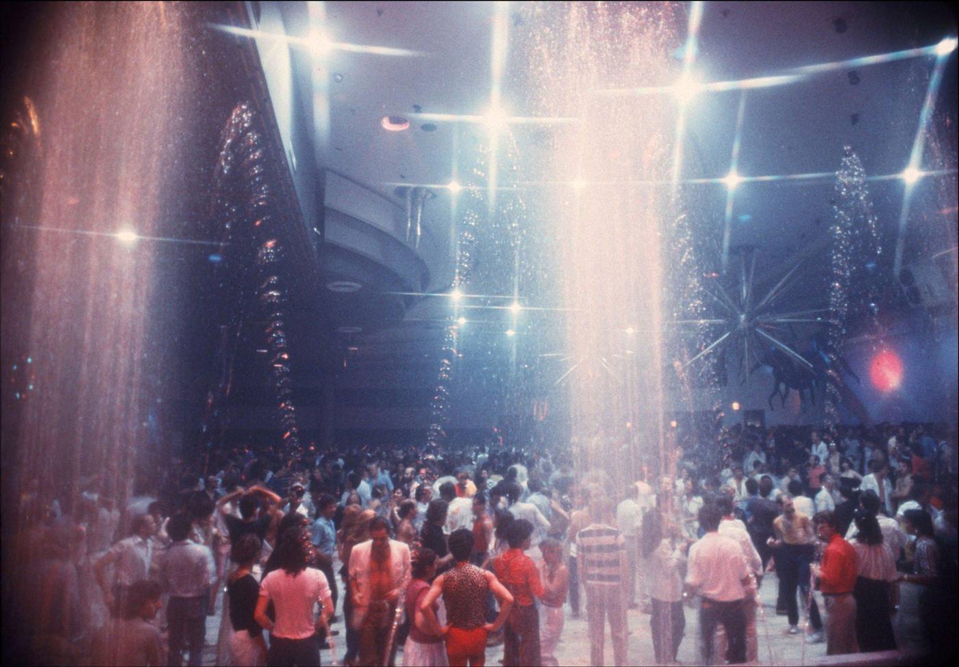 View Of Water Fountains At Bonds' In Times Square, Manhattan, 1980.
