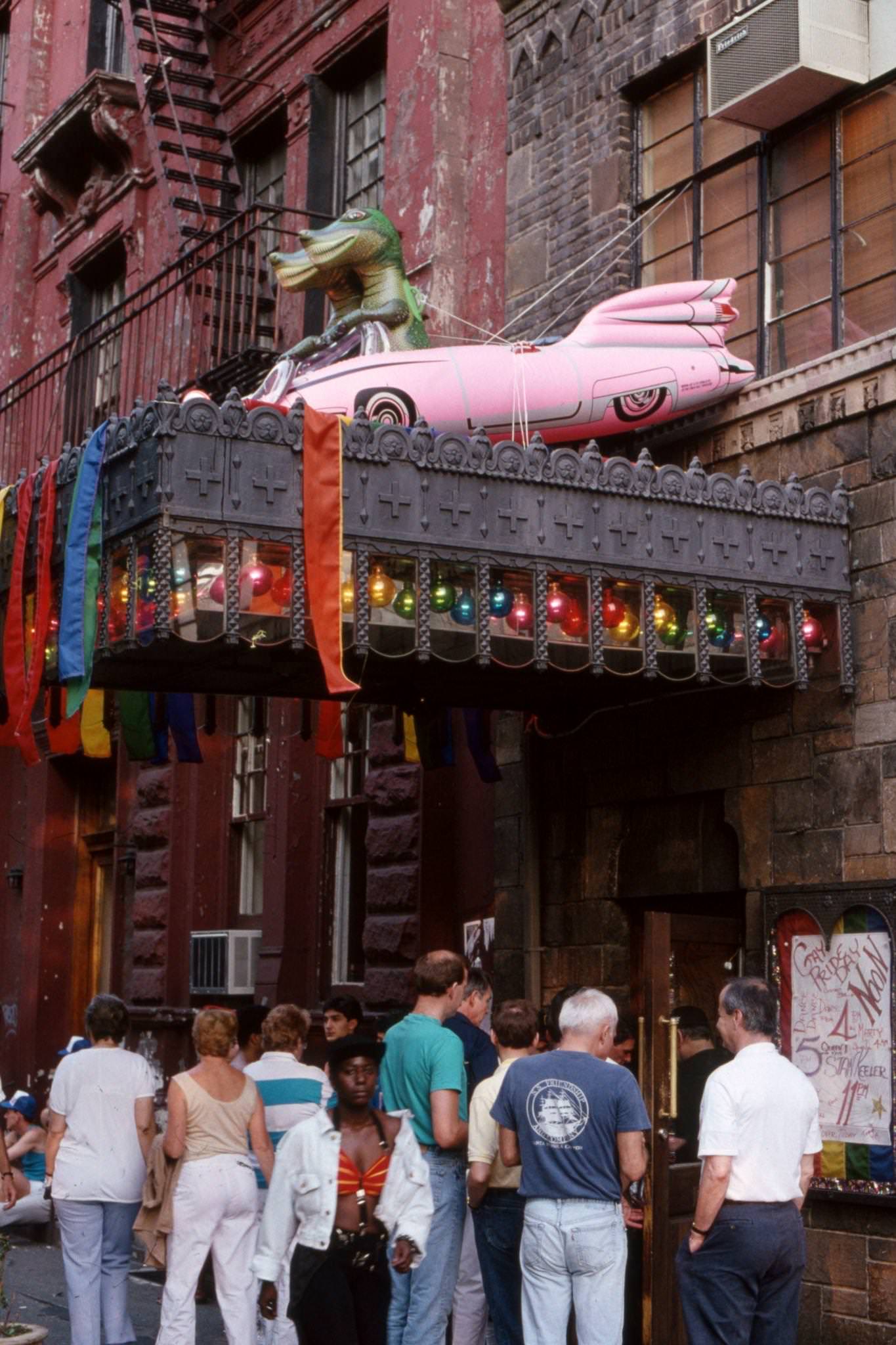 Entrance To A Nightclub During Gay Pride In Greenwich Village, Manhattan, 1981.