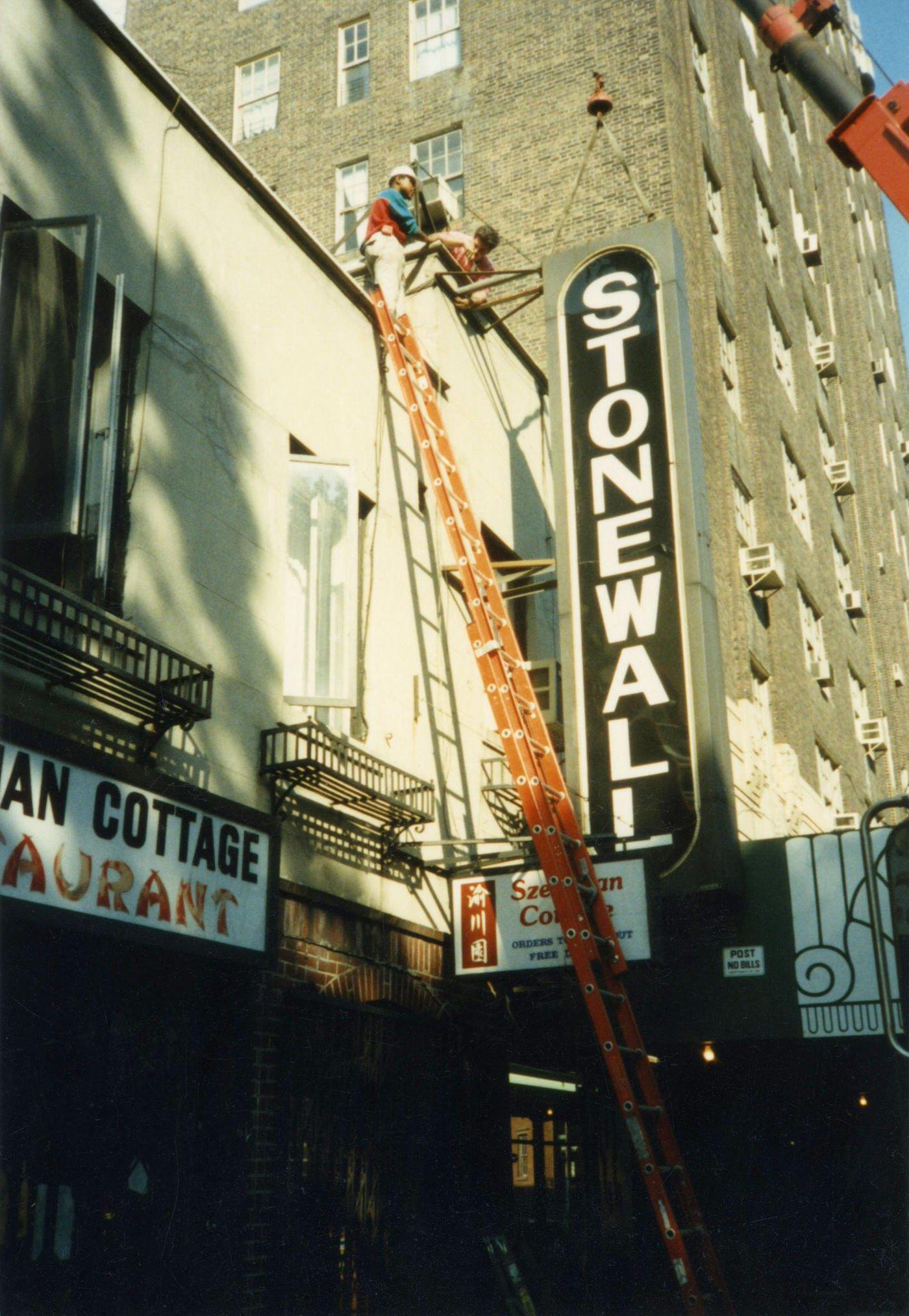 Removing The Sign From Outside The Stonewall Inn, Manhattan, 1989.