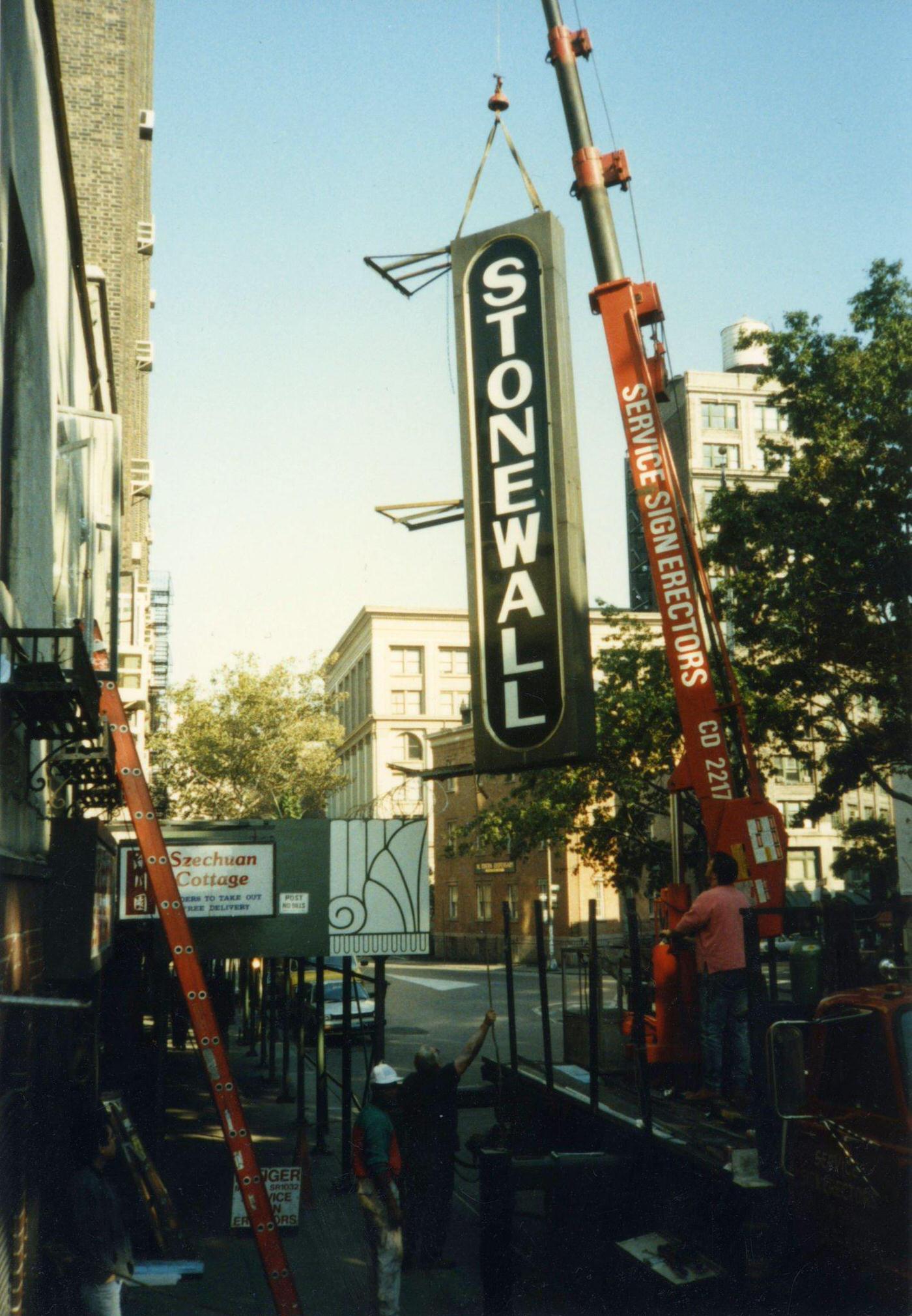 Removing The Sign From Outside The Stonewall Inn, Manhattan, 1989.
