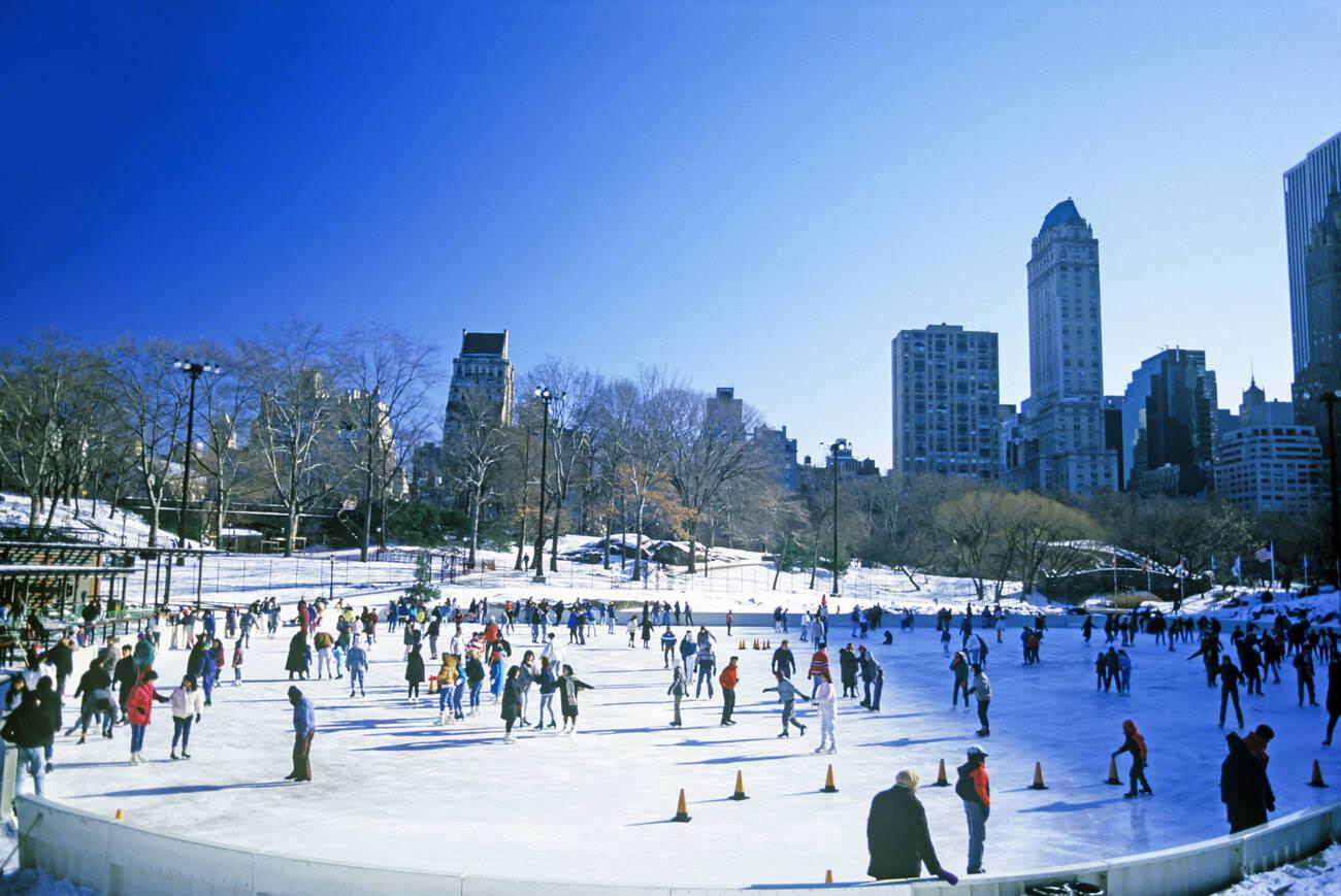 Wollman Ice Skating Rink, Central Park South Skyline, Manhattan, 1988