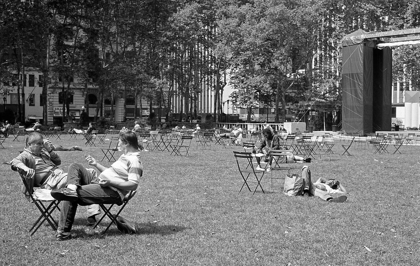 People Relaxing In Bryant Park, Manhattan, 1994
