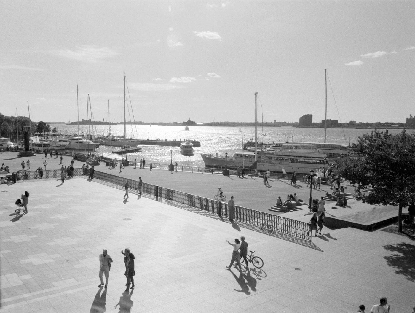 People Milling About Battery Park And The City'S Waterfront, Manhattan, 1994