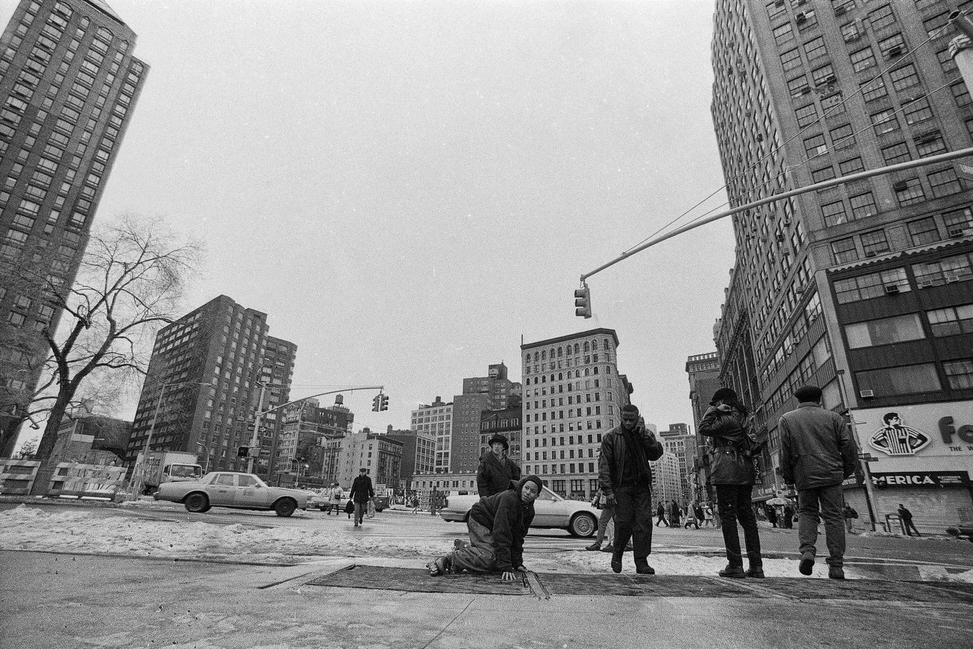 Rollerbladers In Union Square Park, Manhattan, 1995.