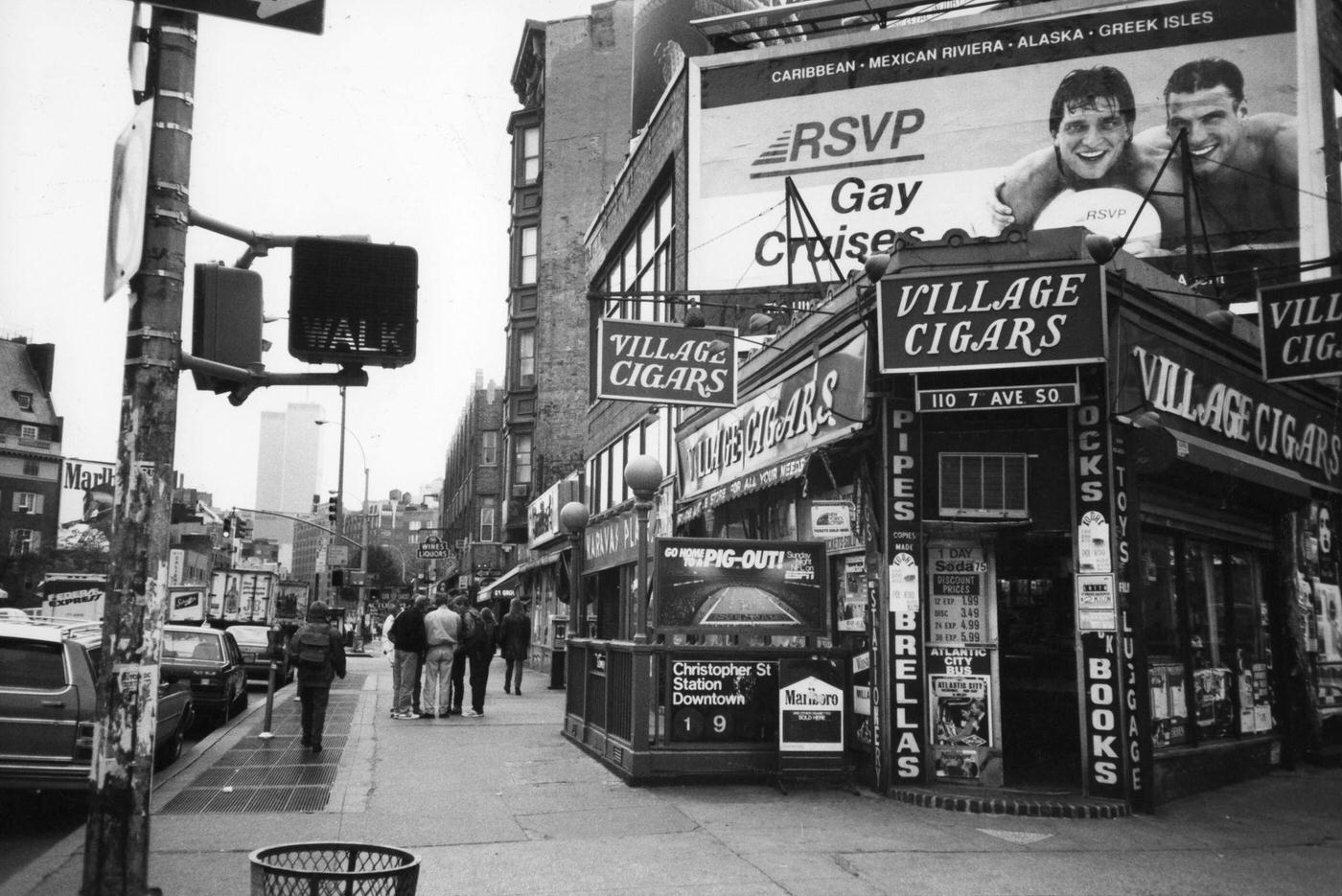 View Of 7Th Avenue With Christopher Street Subway Station And Village Cigars, Manhattan, 1991.
