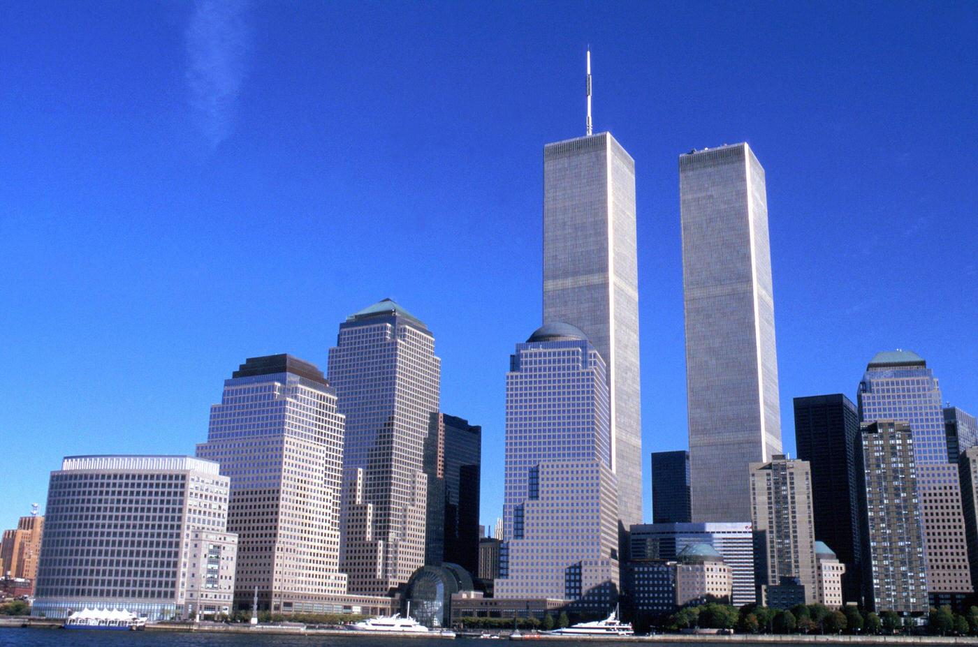 Panorama Of Lower Manhattan With World Trade Center'S Twin Towers, Manhattan