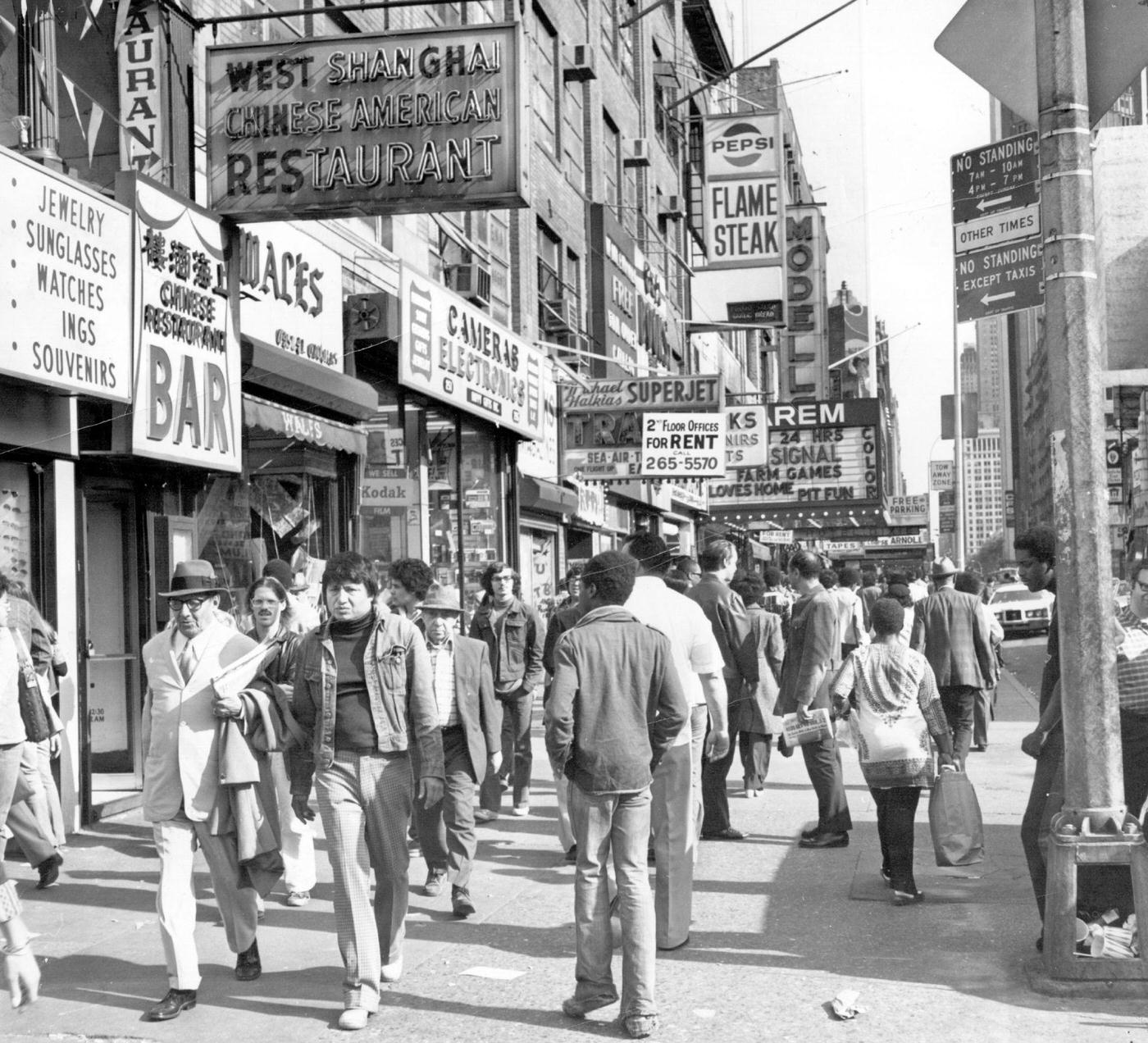 Shoppers On West 42Nd Street In The Times Square Area, Manhattan, 1975.