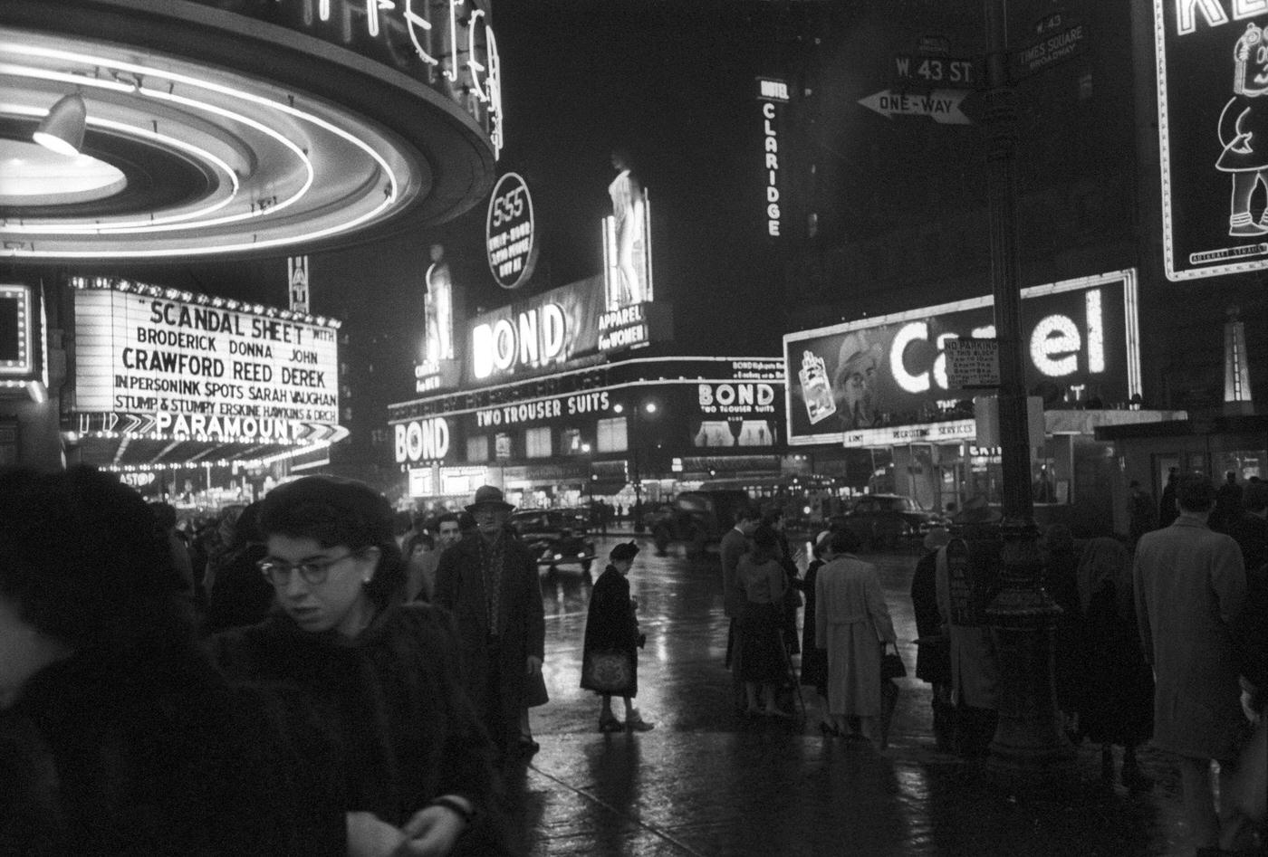 Times Square At Night, Manhattan, 1952.