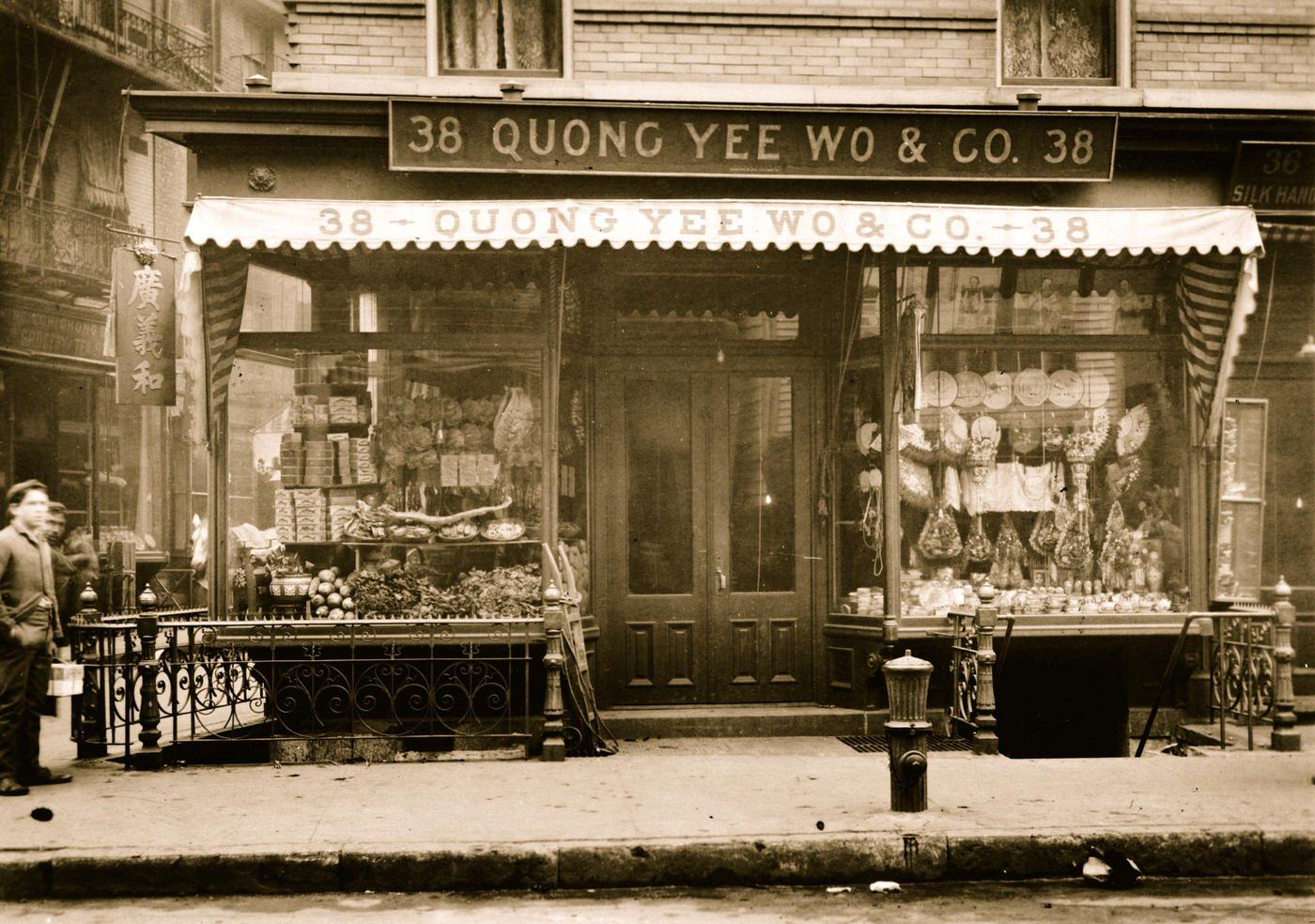 Store Front Of Quong Yee Wo &Amp;Amp; Co., Chinatown, Manhattan, Circa 1903