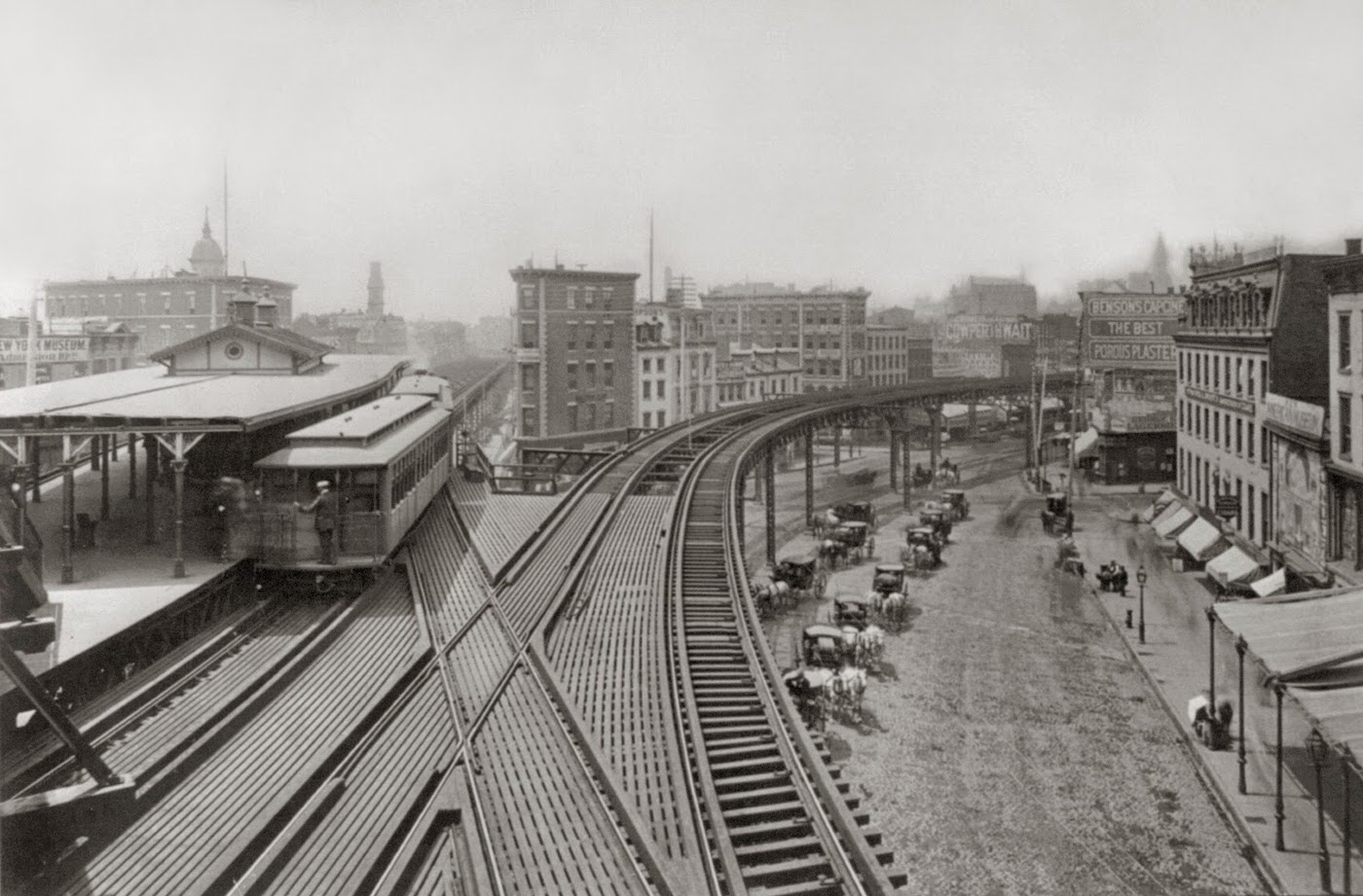 Elevated Railroad Station At Chatham Square In The 1900S