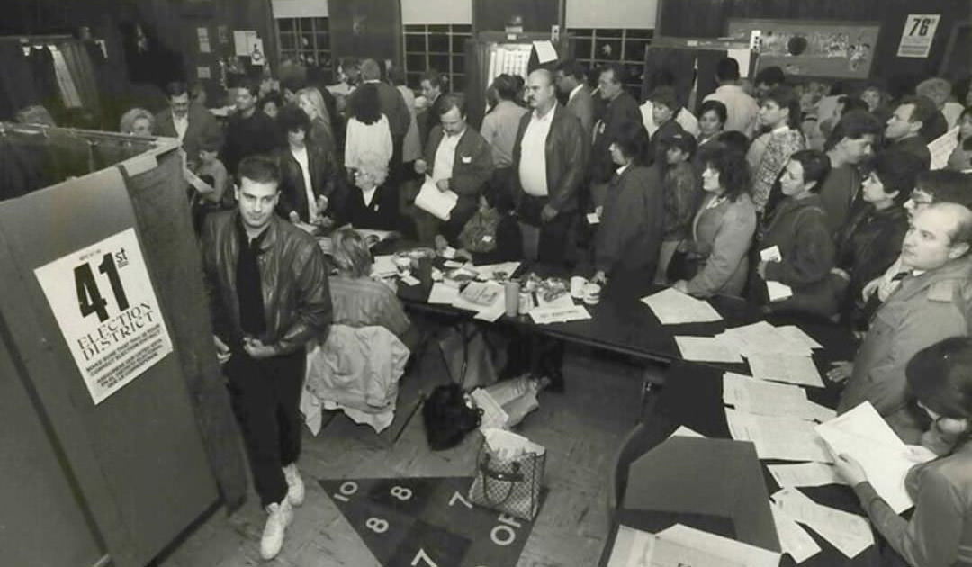 Voters Line Up At The Huguenot Reformed Church On Election Day, 1980S.