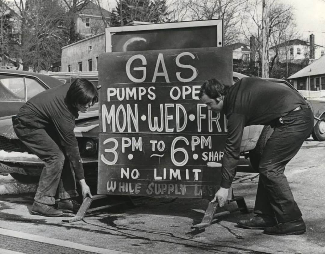 Colonial Service Station Advertising Gas Availability During Oil Crises, Staten Island, 1970S.