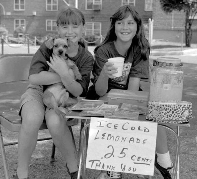 Lemonade Selling By Susan Guariano And Melissa Clark On A Hot Summer Day Near Berry Houses, 1997.