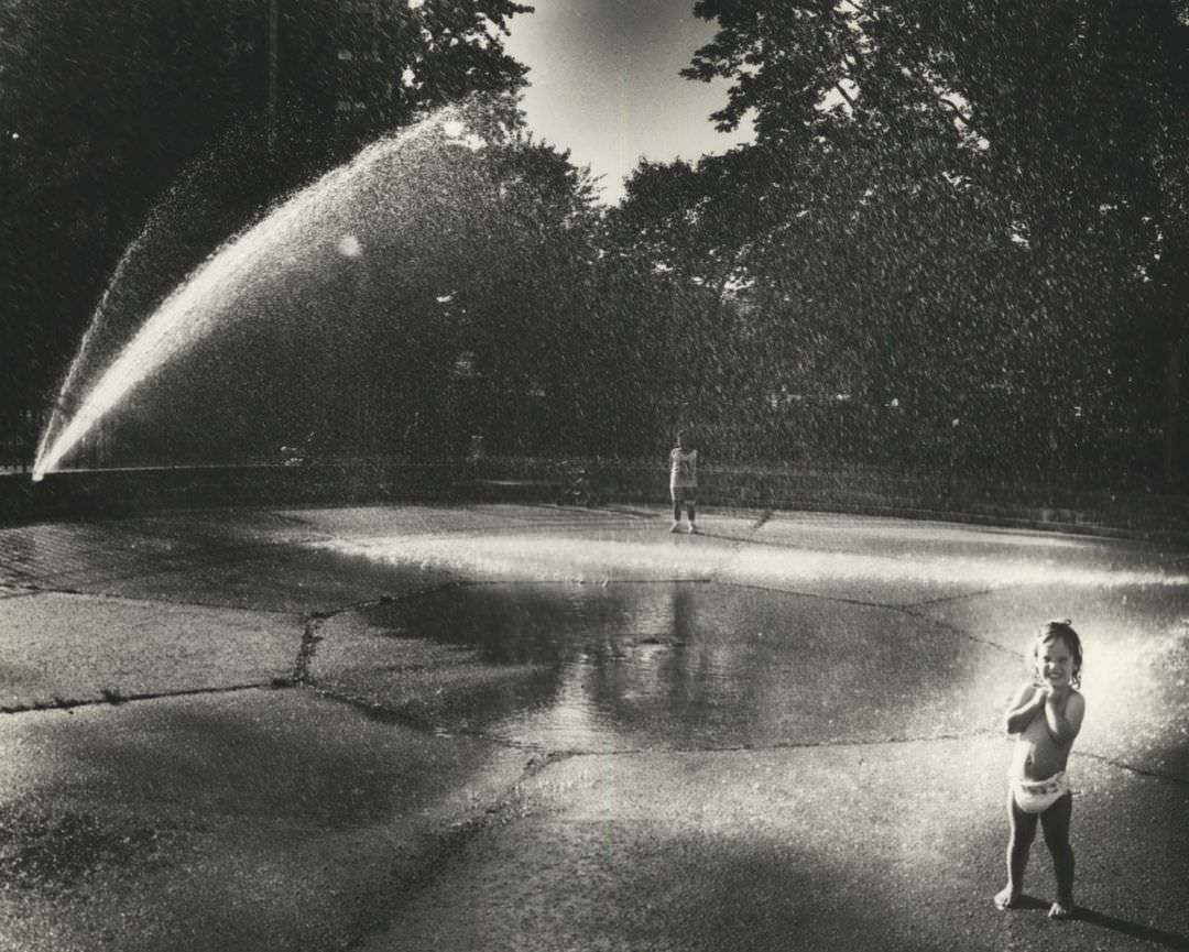 Meghan Mccauley Cools Off Under A Sprinkler At The Playground In Clove Lakes Park, 1992.