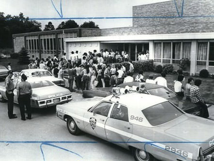 Police Restore Order At Moore Catholic High School During Summer Sessions Registration, 1975.