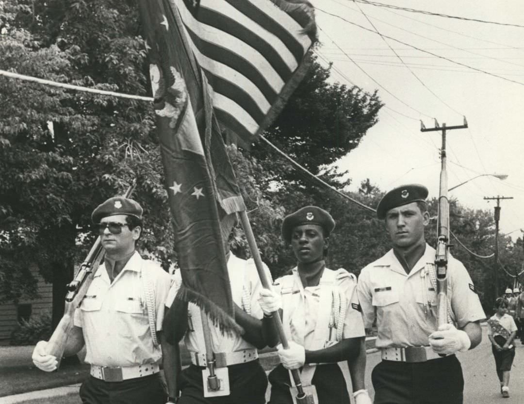 U.s. Air Force Color Guard Marching In The Memorial Day Parade, 1982.