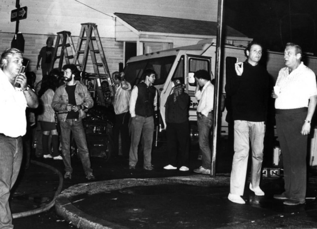 The Cast And Crew Of 'Easy Money' Outside The L&Amp;Amp;M Tavern In Concord, 1982.