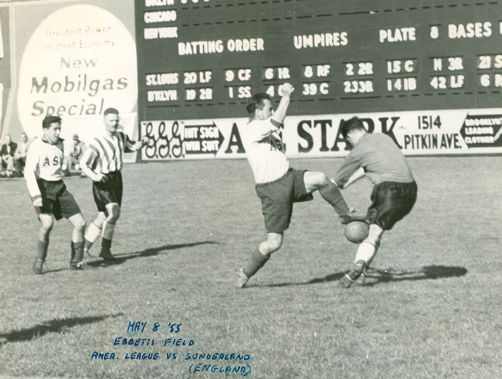 Jack Hynes Battles For Control Of The Ball During Soccer Game At Ebbets Field, 1955.