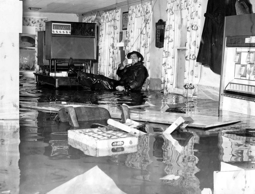 Flooded Restaurant At Foot Of Seguine Avenue After Hurricane Donna, 1960.