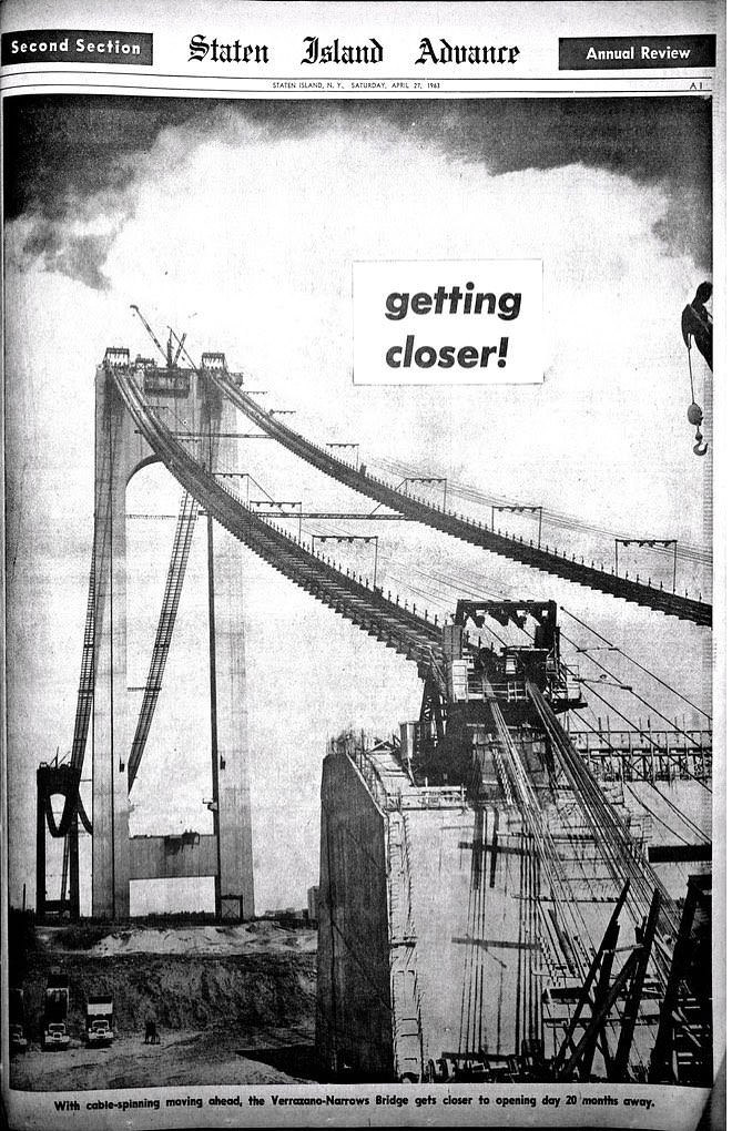 Verrazzano-Narrows Bridge Construction Moving Closer To Opening 20 Months Away, 1963.