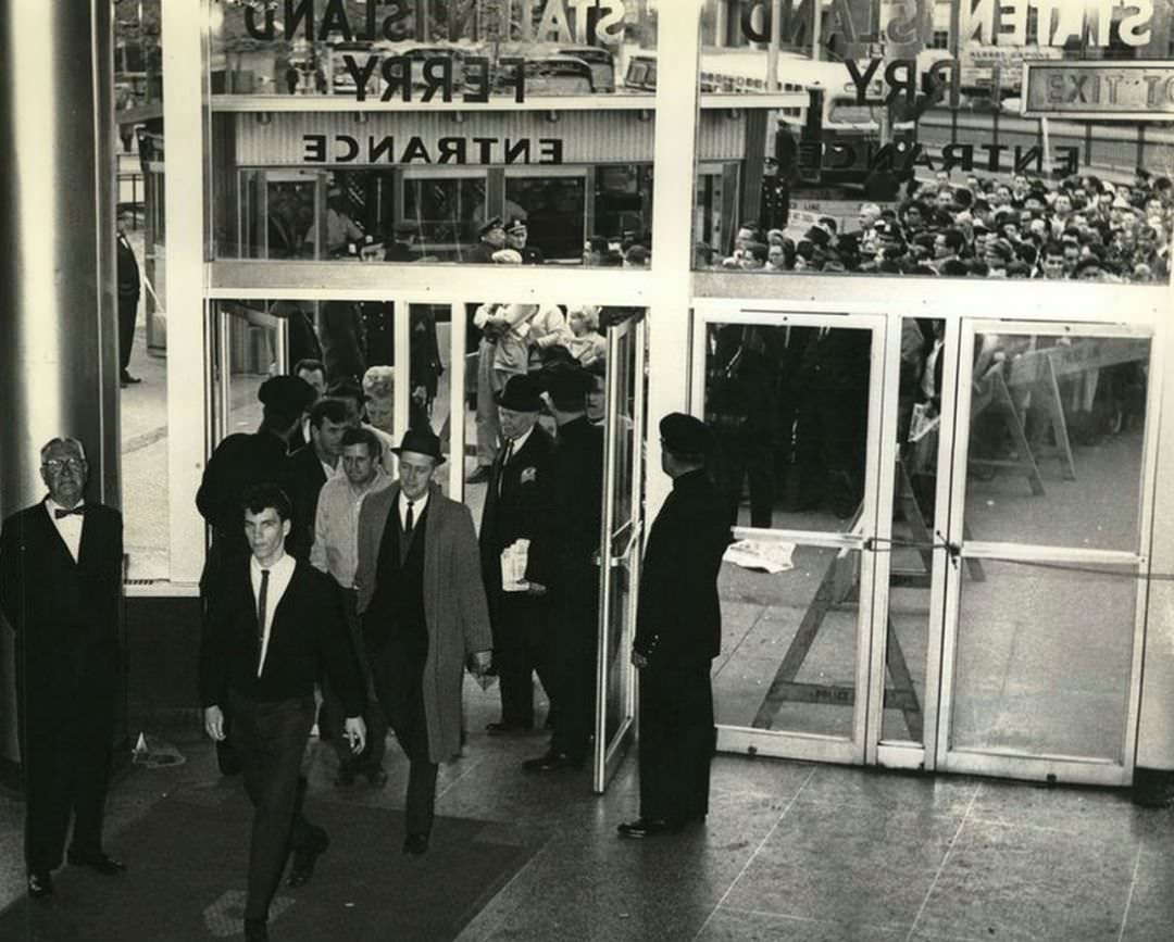 Rush-Hour Crowds Check Into The South Ferry Terminal, 1965.