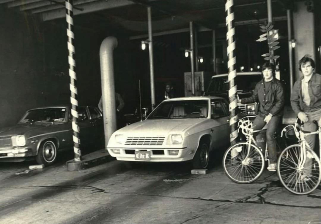 Bikes Alongside Cars Aboard A Manhattan-Bound Staten Island Ferry, 1980.