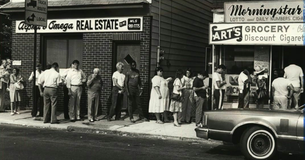 Customers Wait Outside A Port Richmond Grocery Store To Buy Lotto Tickets, 1985.