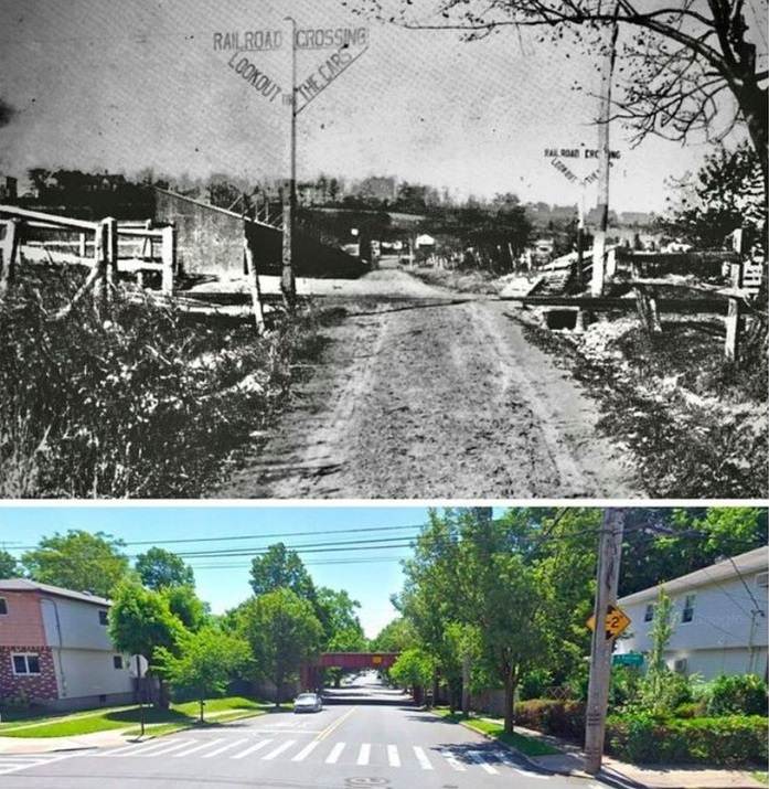 Buel Avenue In Dongan Hills, Showing A Railroad Crossing Built In The Early 1900S.