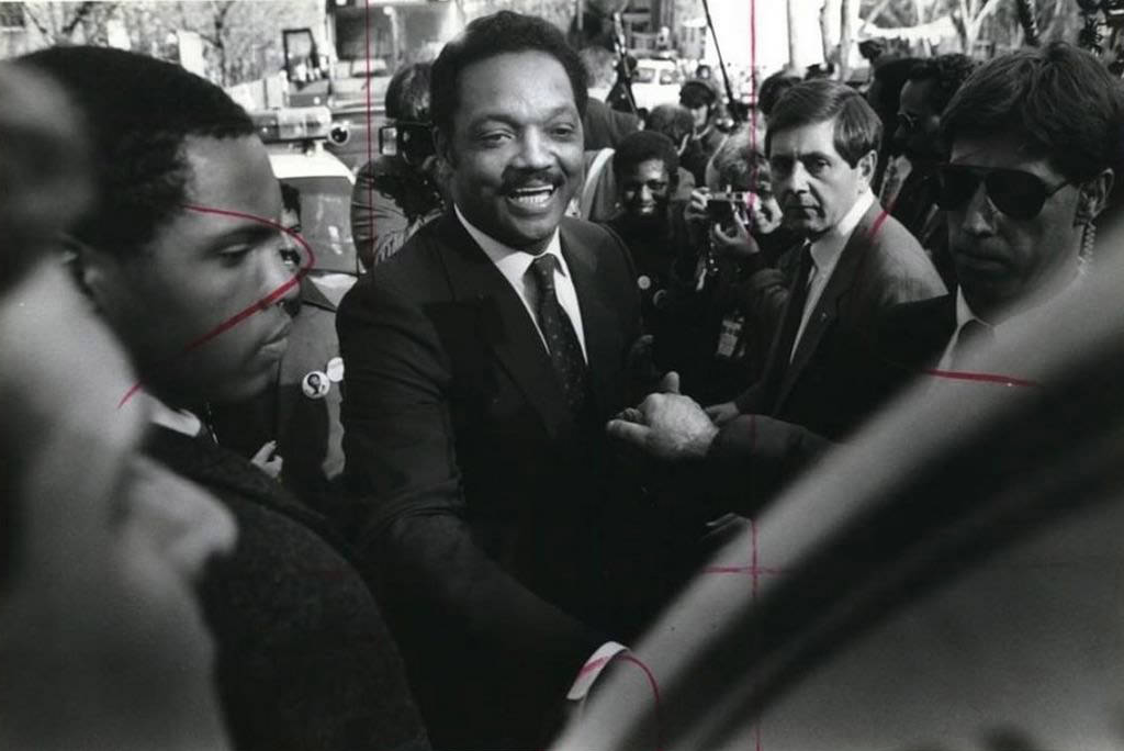 Reverend Jesse Jackson Shakes Hands With Supporters In Stapleton, 1988.