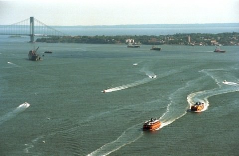 Aerial View Of New York Harbor From Goodyear Blimp, 2000.