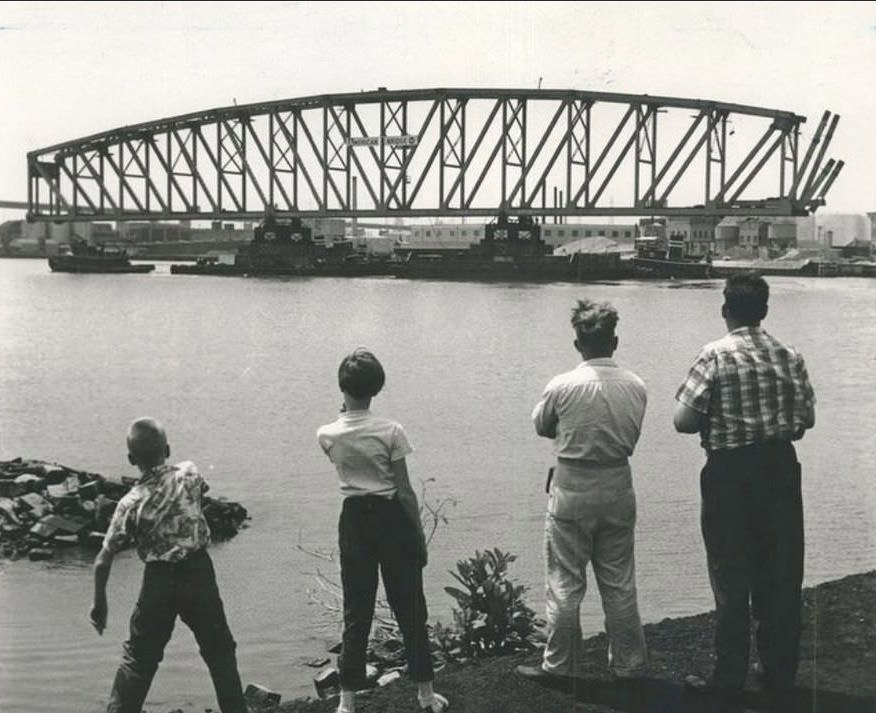 Arthur Kill Vertical Lift Railroad Bridge, Connecting New Jersey And Staten Island, 1959.