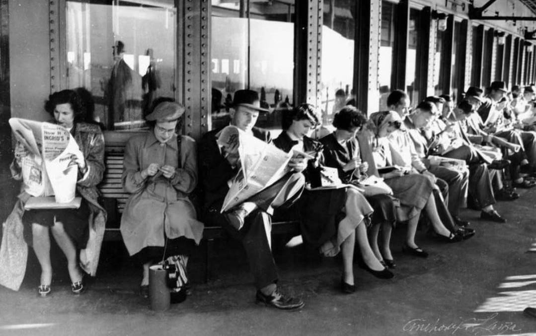Staten Island Ferry Commuters, 1940.