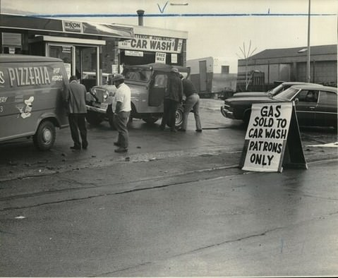 Gas Sold To Car Wash Patrons Only, Bay Street, Rosebank, 1974.