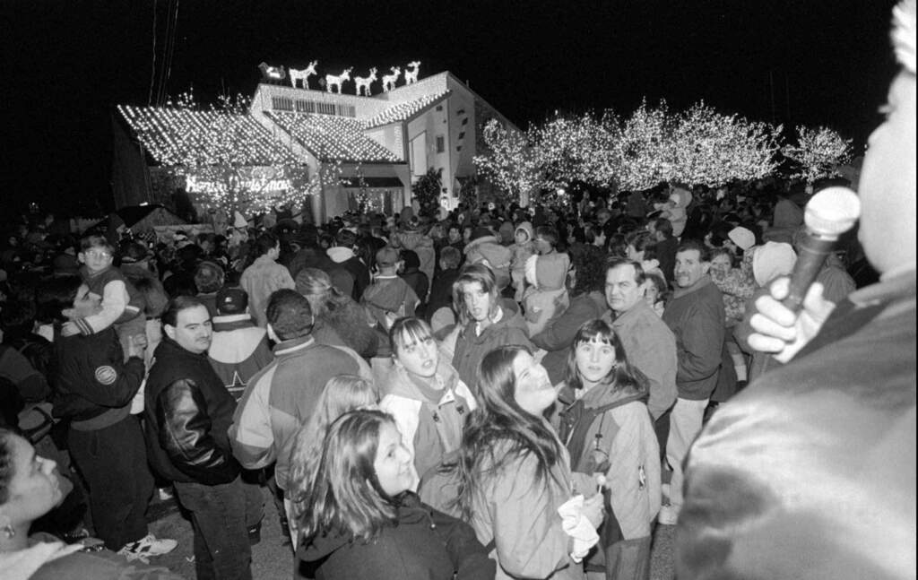 Hundreds Gather For The Annual Christmas Lighting Of Dominick Casale'S Great Kills House, And To Donate To Charity, 1994.