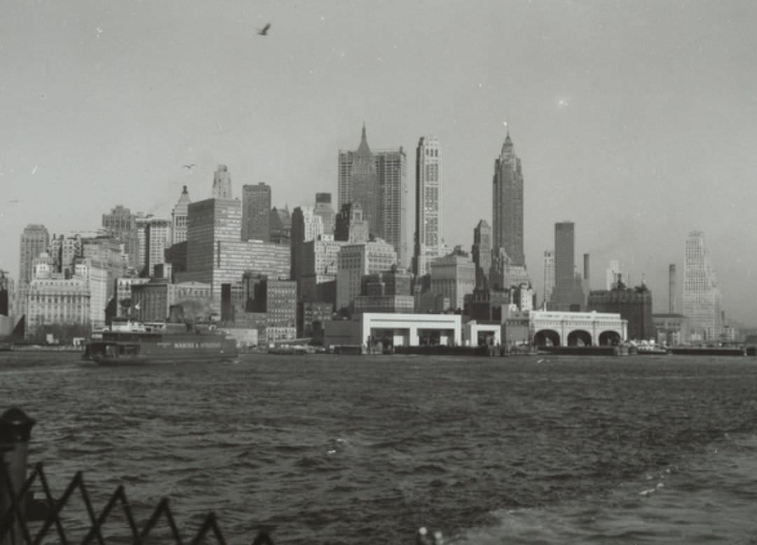 View Of The Nyc Skyline From The Staten Island Ferry, 1960.