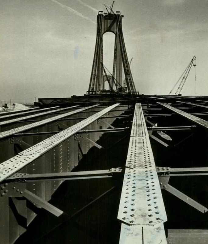 Steel Girders Form The Foundation For The Verrazzano-Narrows Bridge'S Upper Roadway, 1964.