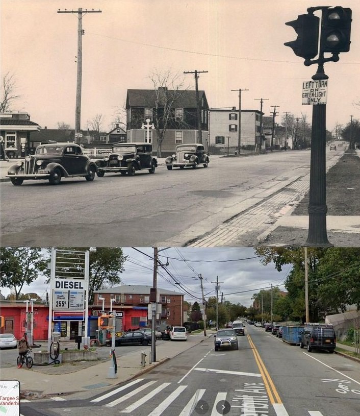 Comparison Of Targee Street And Vanderbilt Avenue In Stapleton From 1937 And 2019.