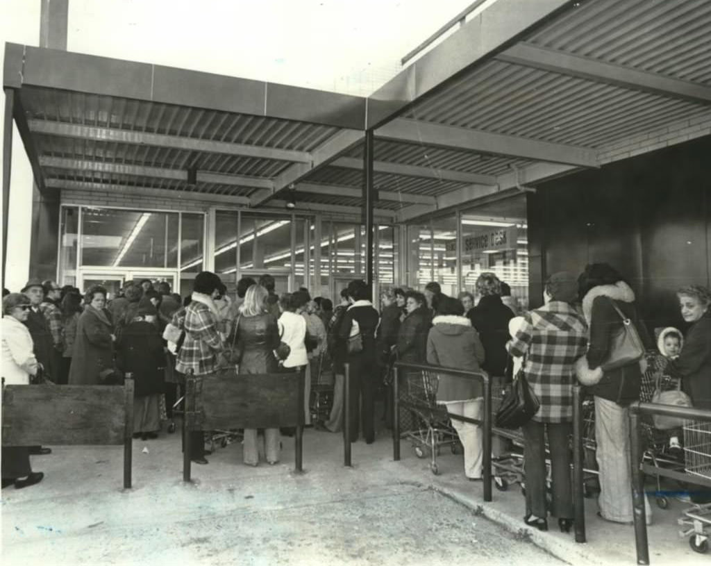 Crowd Awaits The Opening Of Kmart In The Hylan Shopping Plaza, Early 1970S.