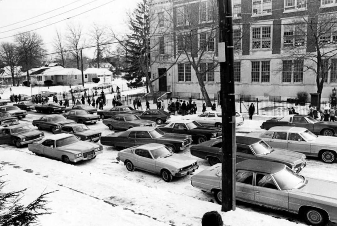 Jefferson Blvd. Clogged With Cars During The School Bus Strike Of 1979.