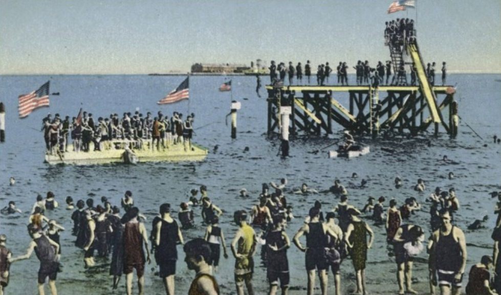 Harris'S Bathing Slide, South Beach With Hoffman Island, 1880S.