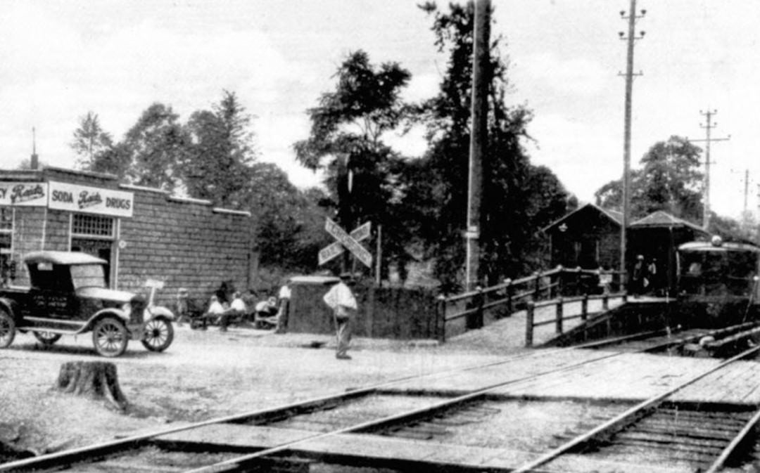 Eltingville Train Station, Watchman Halts A Model T Pickup Truck At The Tracks, 1920.