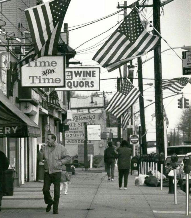 Patriotic Fever, Waving Flags In New Dorp Plaza, Staten Island, February 1991.