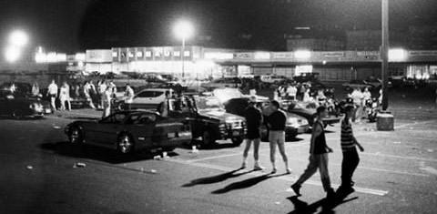 Thursday Night At The Hylan Shopping Plaza During An Annual Summer Amateur Car Show, 1990.