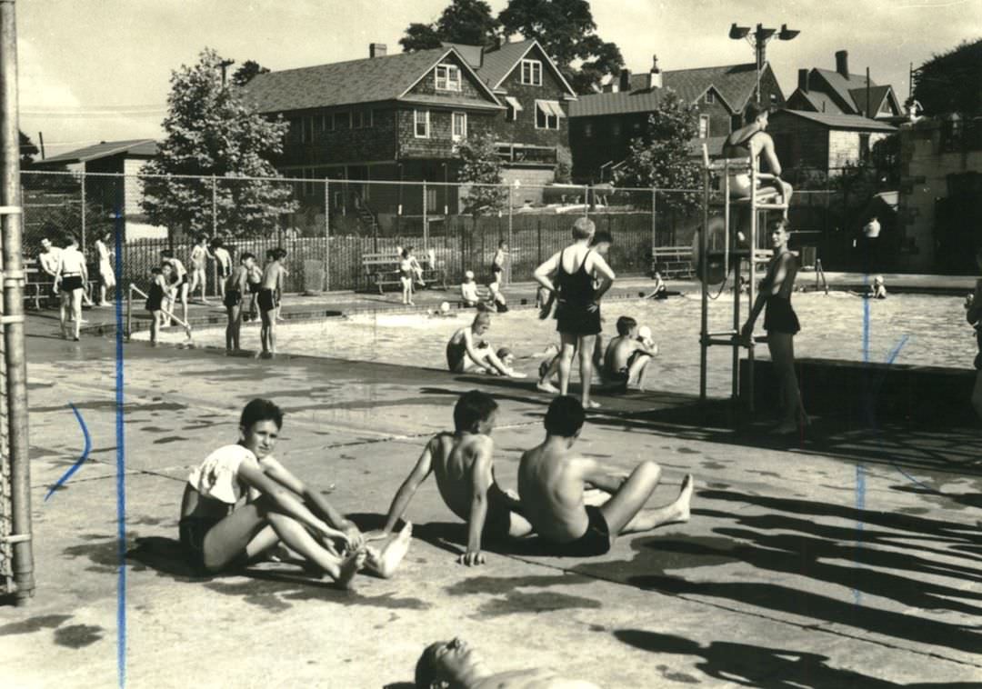 Sunbathing At Faber Pool, Port Richmond, 1938.