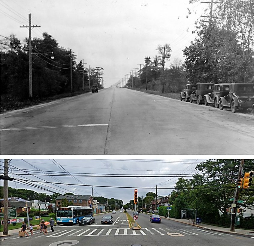 Hylan Blvd Looking North From Guyon Ave., Circa 1935, And Now.