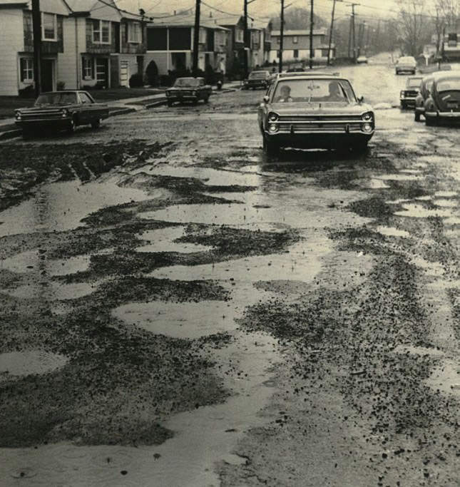 Dodging Potholes On Willowbrook Road Near Wooley Avenue, 1970.