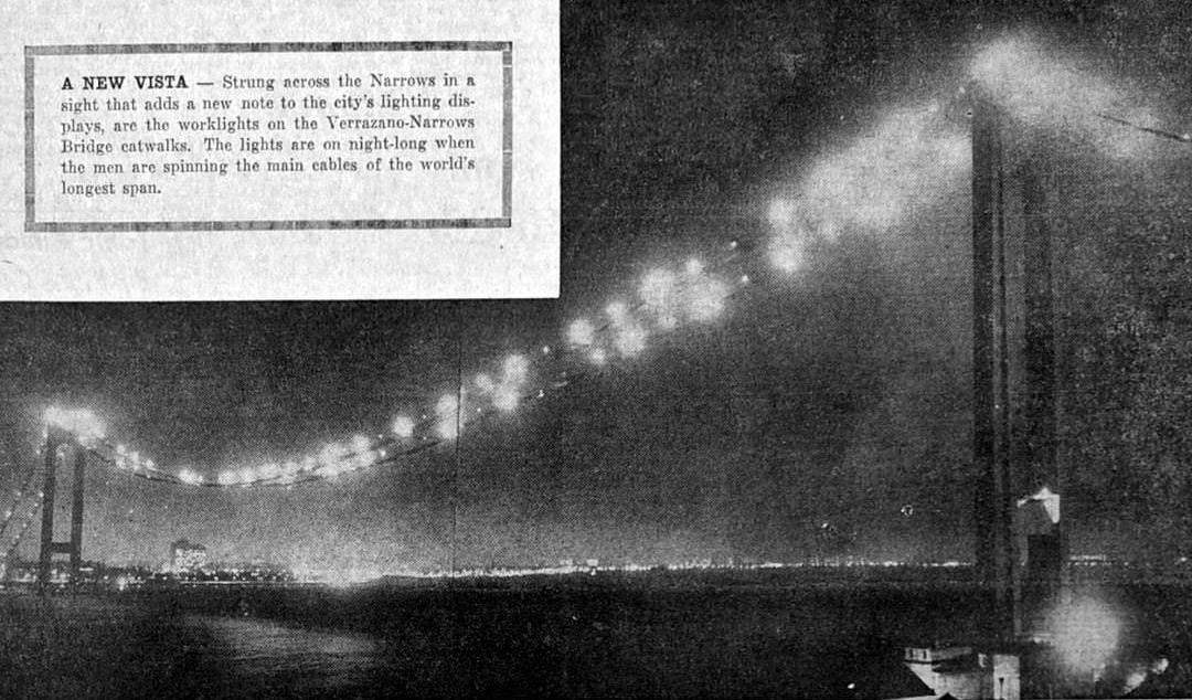 Construction Of The Verrazzano-Narrows Bridge, Staten Island, 1963.