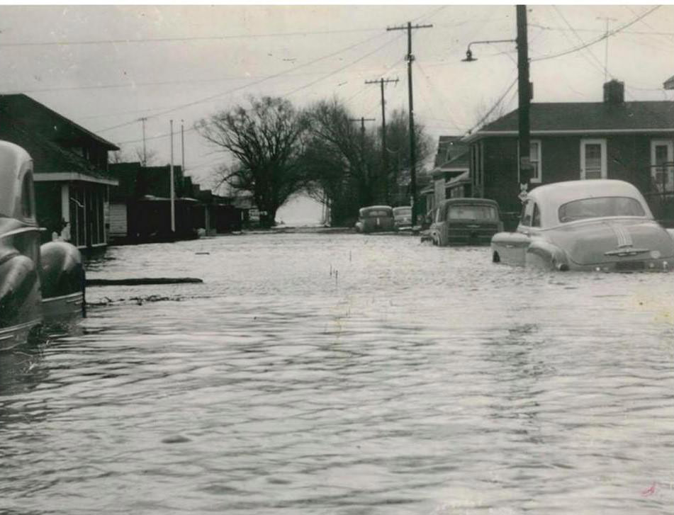 Isolation Of Families On Foxbeach Avenue, Oakwood, Due To High Winds, Tides, Snow, And Rain, 1953.