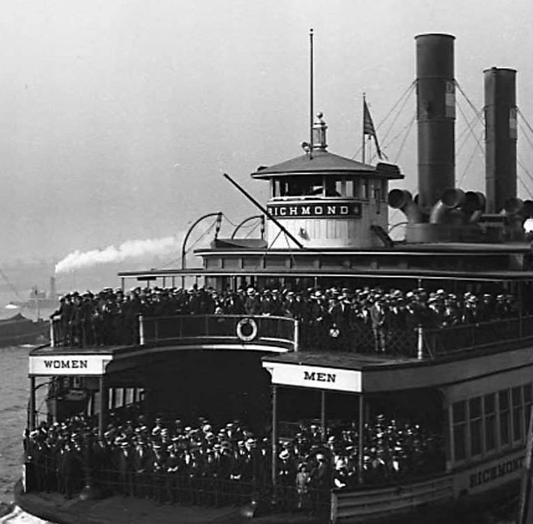 The Ferryboat Richmond Approaches Whitehall Ferry Terminal, Circa 1921.