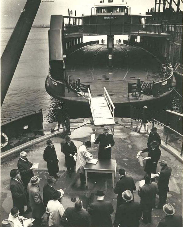 Bidding For The Ferryboat Hudson, Staten Island, 1951.
